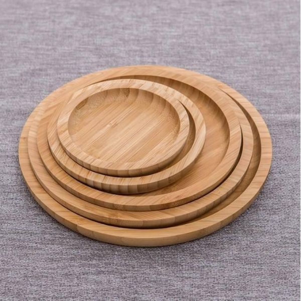Initial Payment Natural Custom Logo Kitchen Serving Dessert Reusable Round Bamboo Tray