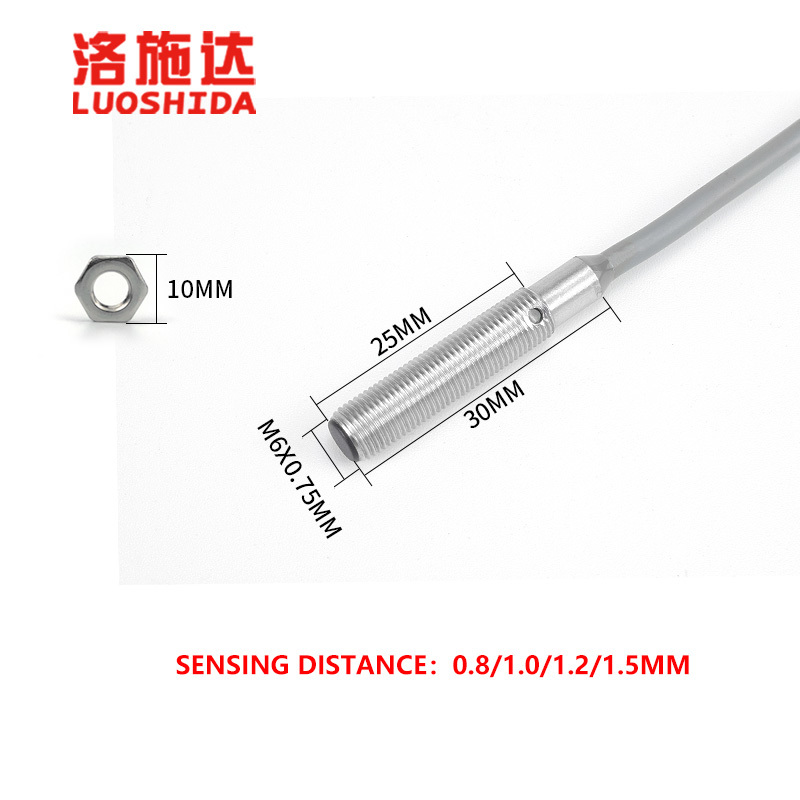 Cylindrical Inductive Proximity Sensor M6 Flush NPN PNP Normally Open Normally Closed 10‑30VDC for Industrial Automation Machinery