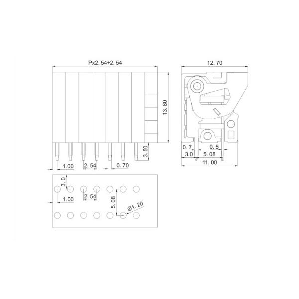 PA66 Housing 2.54mm Pitch PCB Screwless Terminal Block