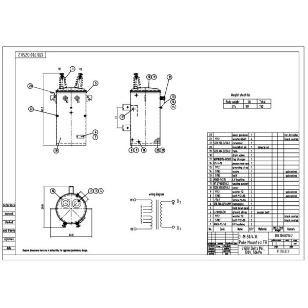 50kva Single Phase Pole Mounted Transformer