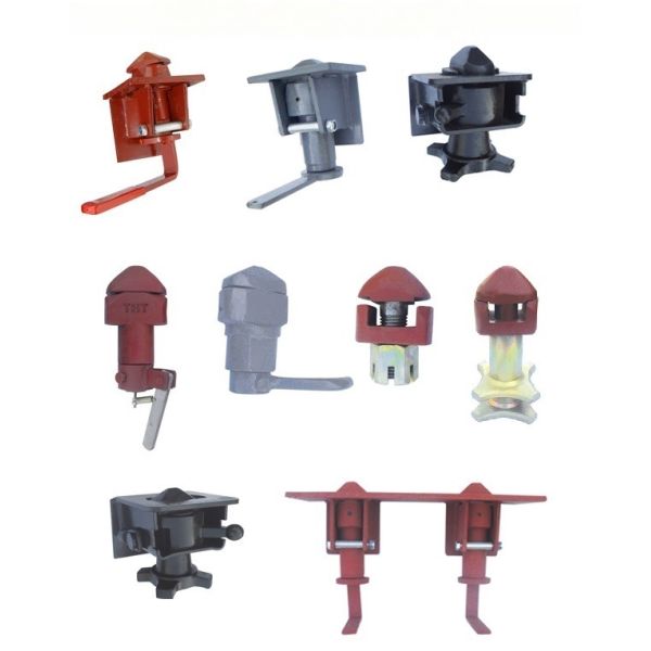 Materials Casting Steel Twist Lock Screw Type Container Trailer Chasis Twistlock Container Flat Bed Red/Black