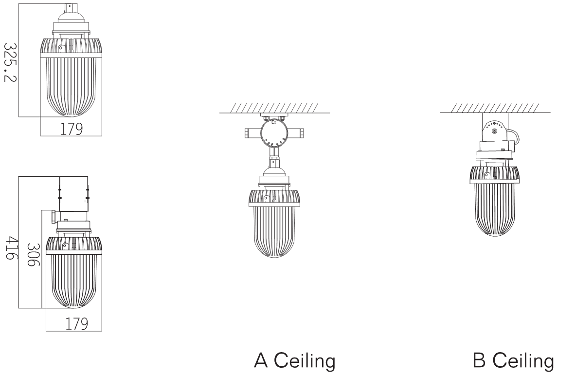 AV90-265C Explosion Proof LED Light Fixture 110-130lm/W Input Voltage With COB LED Chips