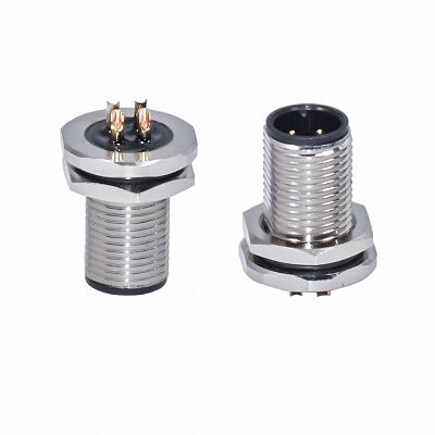 AWG26 M12 Rear Panel Mount Connector D Coding Rigoal 500V