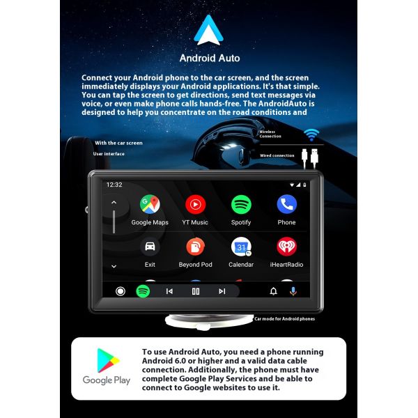 Creatall 7-Inch Portable Wireless CarPlay MP5 Player for Bluetooth New Cross-Border Multimedia Card Slot Head Unit Supports WAV