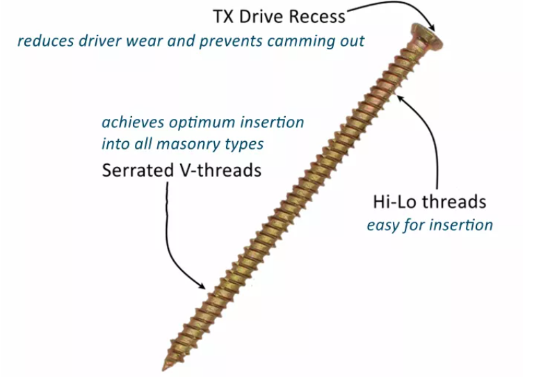 Stainless Multi-Fix T30 7.5mm Torx Flat Head Door Window Frame Screw Bolt Concrete Screws For Wood Fixing