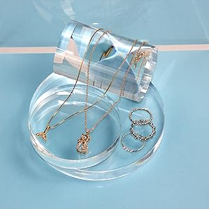 Acrylic Cube Cylinder Round Photo Props, Transparent Solid Acrylic Display Blocks For Photography Boutique Jewelry