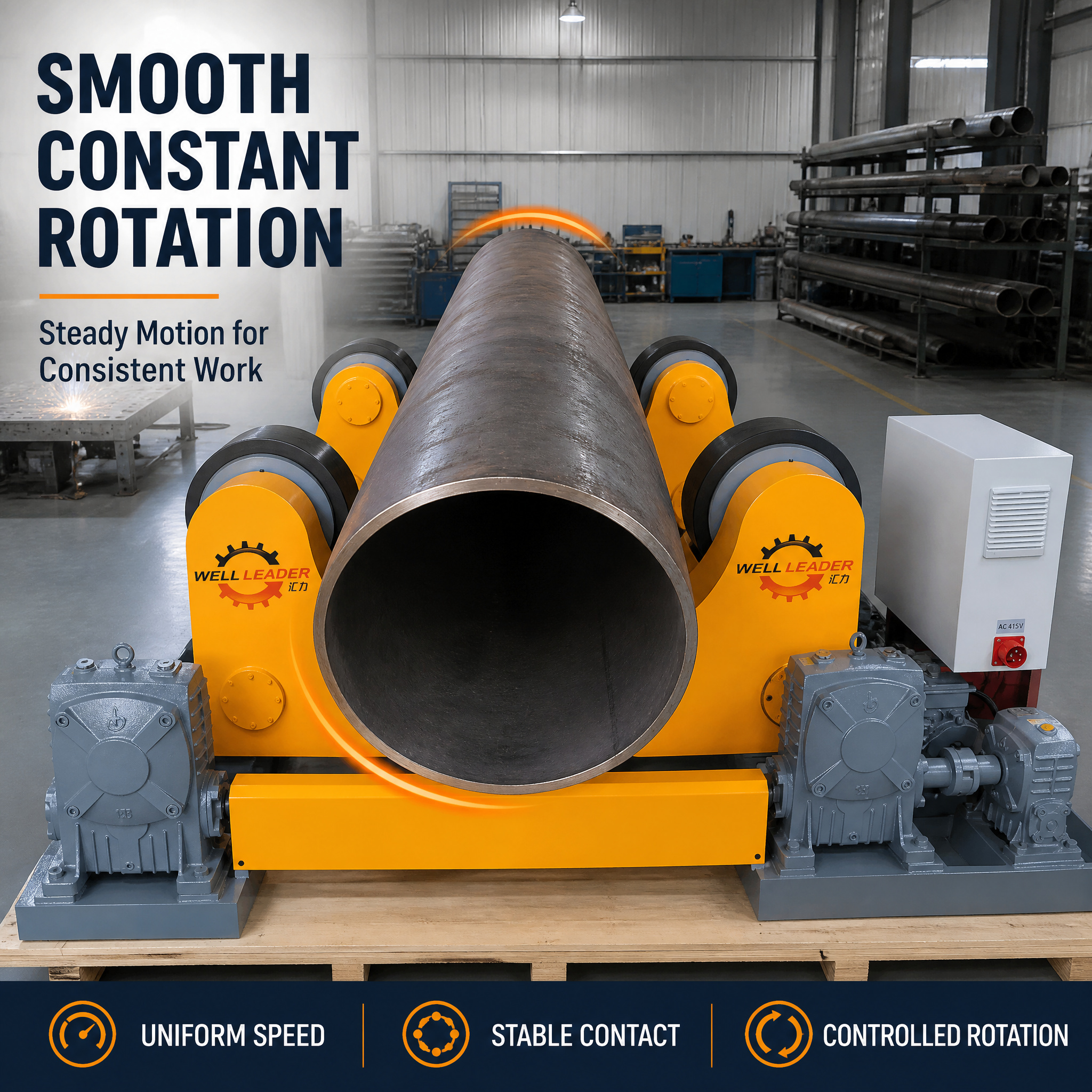 Self-Aligning Welding Turning Roll, Smooth Constant Rotation Welding Rotator for Heavy Pipe & Cylinder Welding