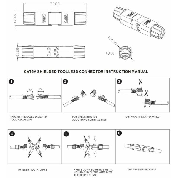RJ45 FTP CAT6A Toolless Plug