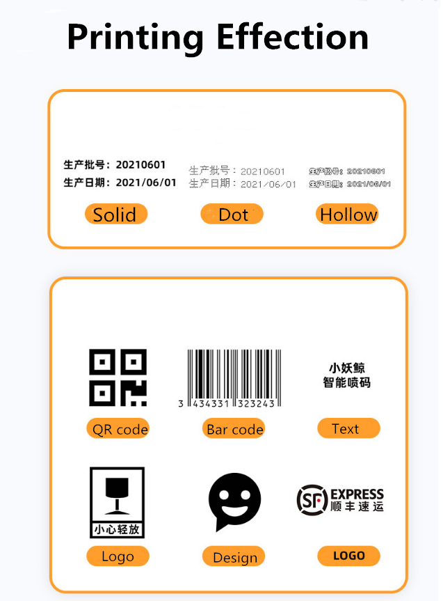 220x130x50mm Smart Portable Mini Thermal Printer with Black Solvent Ink Cartridge