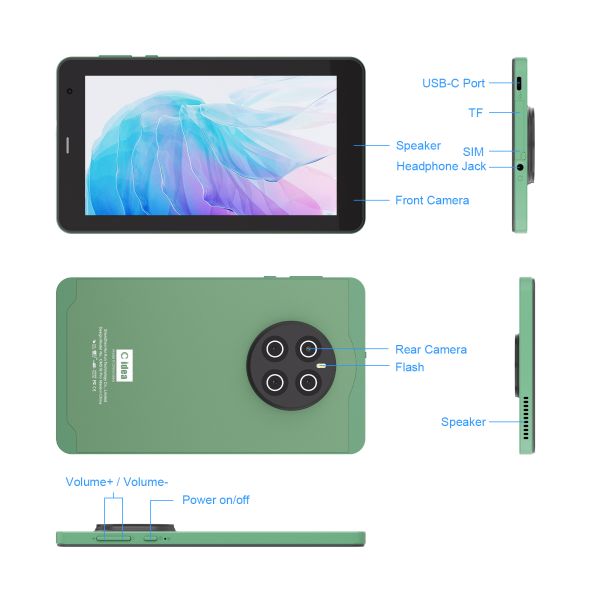 C Idea Android 13 With 6000mAh 7 Inch Tablets Educational Tablet PC CM518 Pro Purple