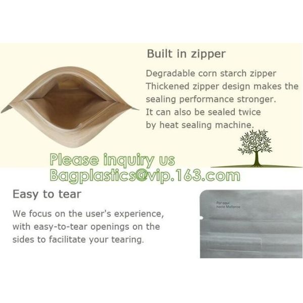 Bagease Custom Printed Biodegradable Compostable Pla Kraft Paper Flat Bottom Luxury Coffee Beans Pouch Packaging Bags