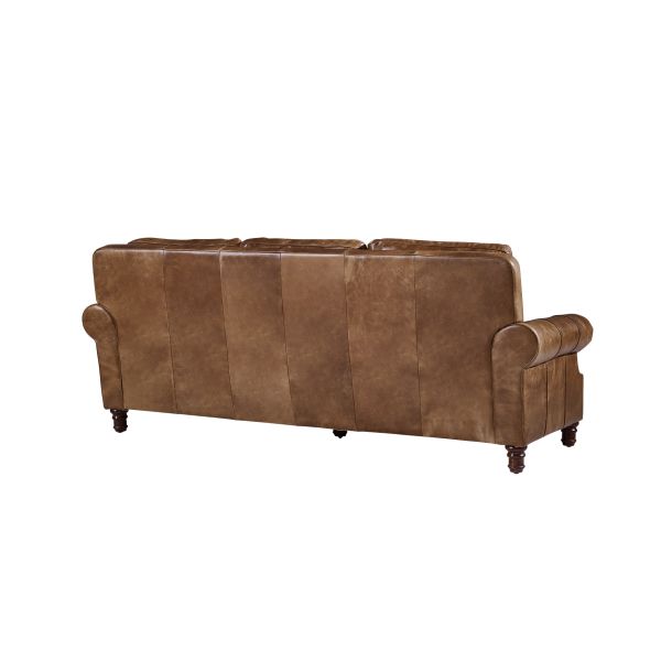 Living Room Furniture Three Seater Leather Sofa Durable Linen Solid Structure