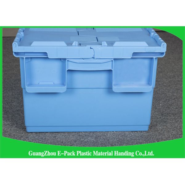 Foldable Large Distribution Plastic Attached Lid Containers Environmental Protection Blue