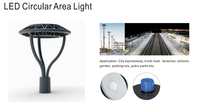Circular Version 80W LED Post Top Lanterns , Die Cast Aluminum Post Top Light Fittings