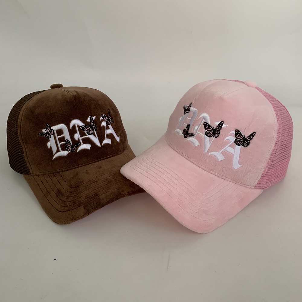 Suede Trucker Snapback Velvet Trucker Hat Cap Breathable Structured Cap