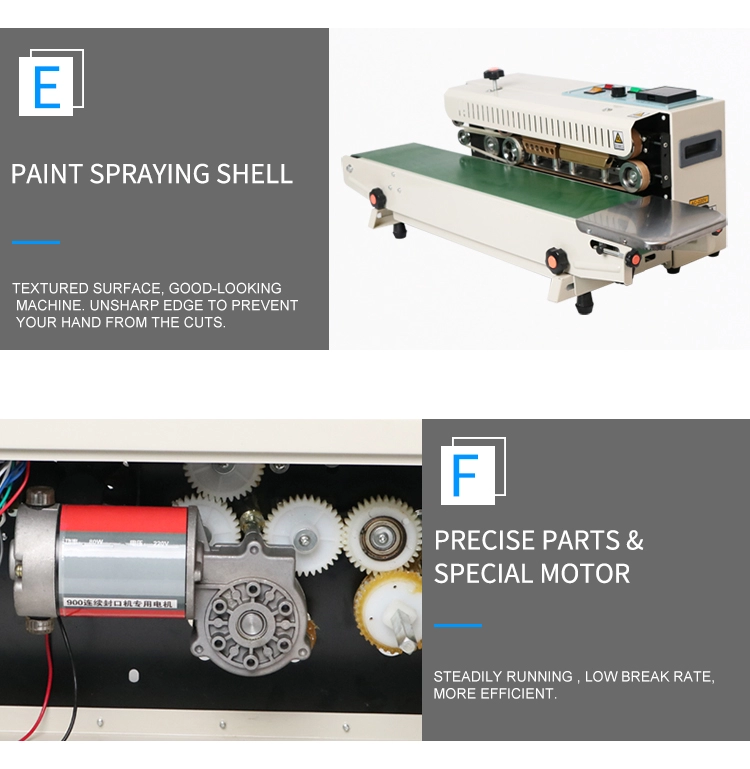 220V/50HZ FR-900 Continuous Band Sealing Machine for Plastic Bag Temperature Range 0-300C