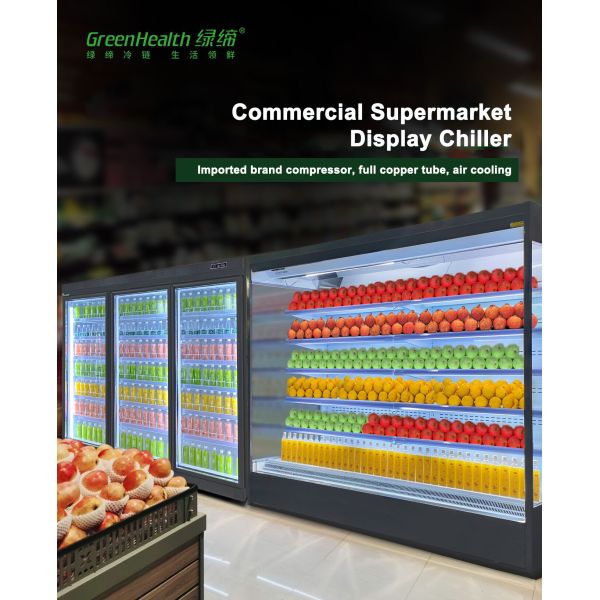 Remote System Right Angle Commercial Open Front Multi Deck Display Chiller