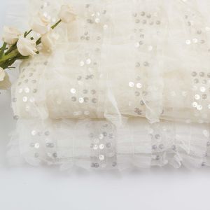 Customized Embroidered Mesh Gold Paillette Sequin Fabric Mesh Fabric With