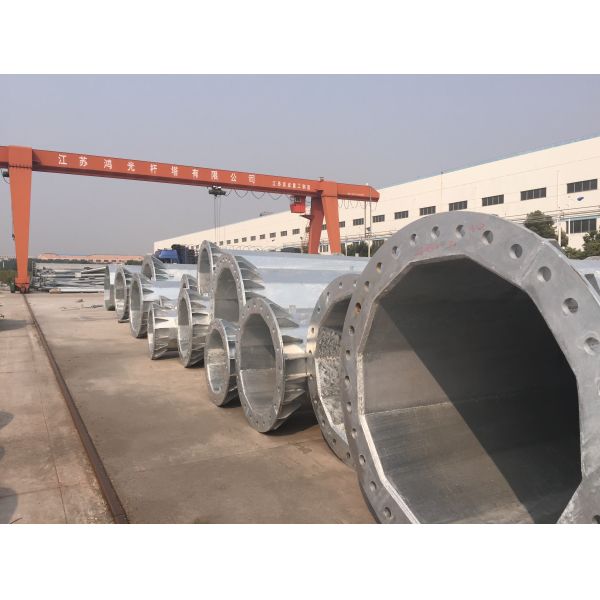 Electric Overhead Transmission Line Pole Double Circuits 110KV In Dodecagonal