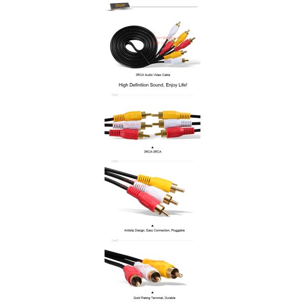 3RCA to 3RCA audio video projector cables wires data lines link high quality China top
