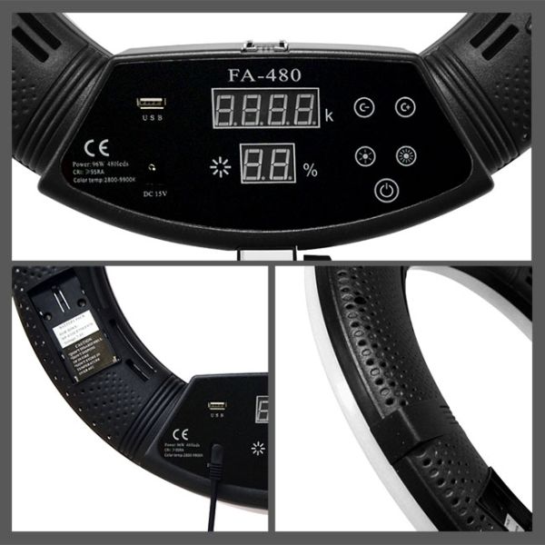 Pro Touch Screen LED Ring Light Rechargeable Battery Power Ring Light Bi Color Bluetooth Control