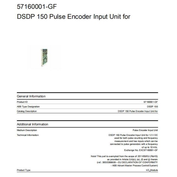 DSDP150 57160001-GF ABB Pulse Counting and Positioning Module