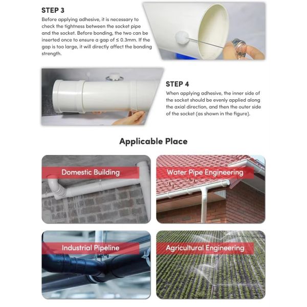 Medium Bodied Transparent PVC Solvent Cement For Water Pipe Engineering