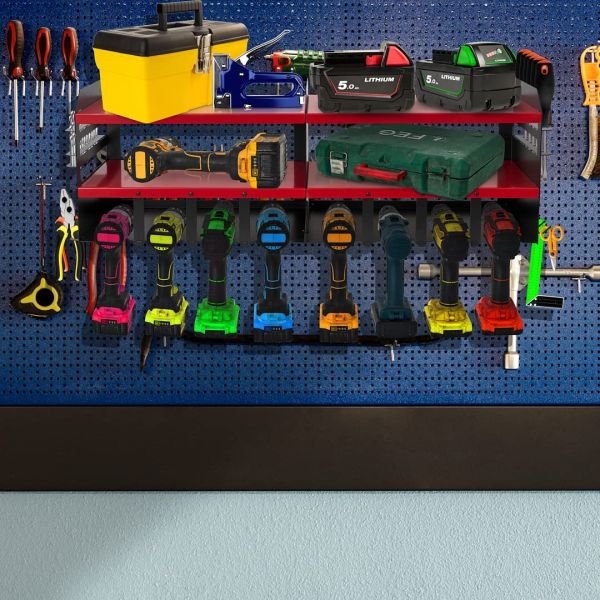 Power Tool Storage Rack Pegboard Mounted Workshop Shelf for Workbench Warehouse