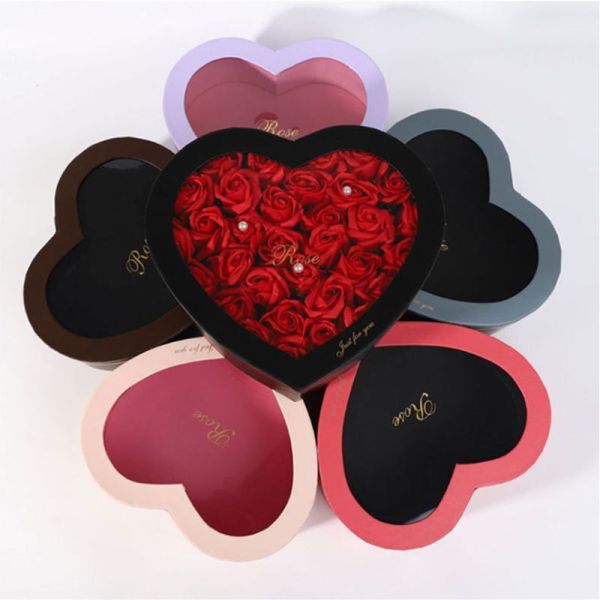 Paper Heart Shaped Gift Boxes Packaging Box Custom Logo Printing For Flower