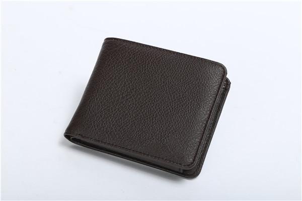 Black Men PU Leather Wallet With Coin Pocket Two Layer Portable 12.5*8.5 Cm