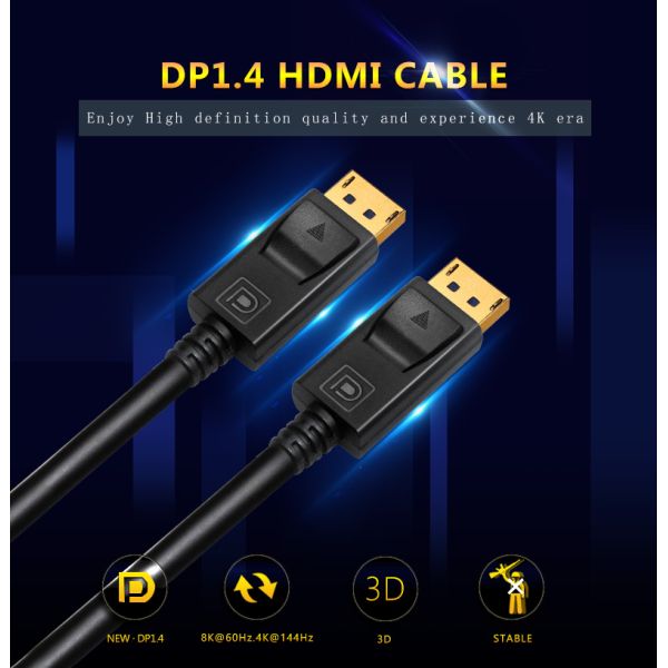 8K Displayport 1.4 Cable 2M 5M 6.6Ft Displayport Cable