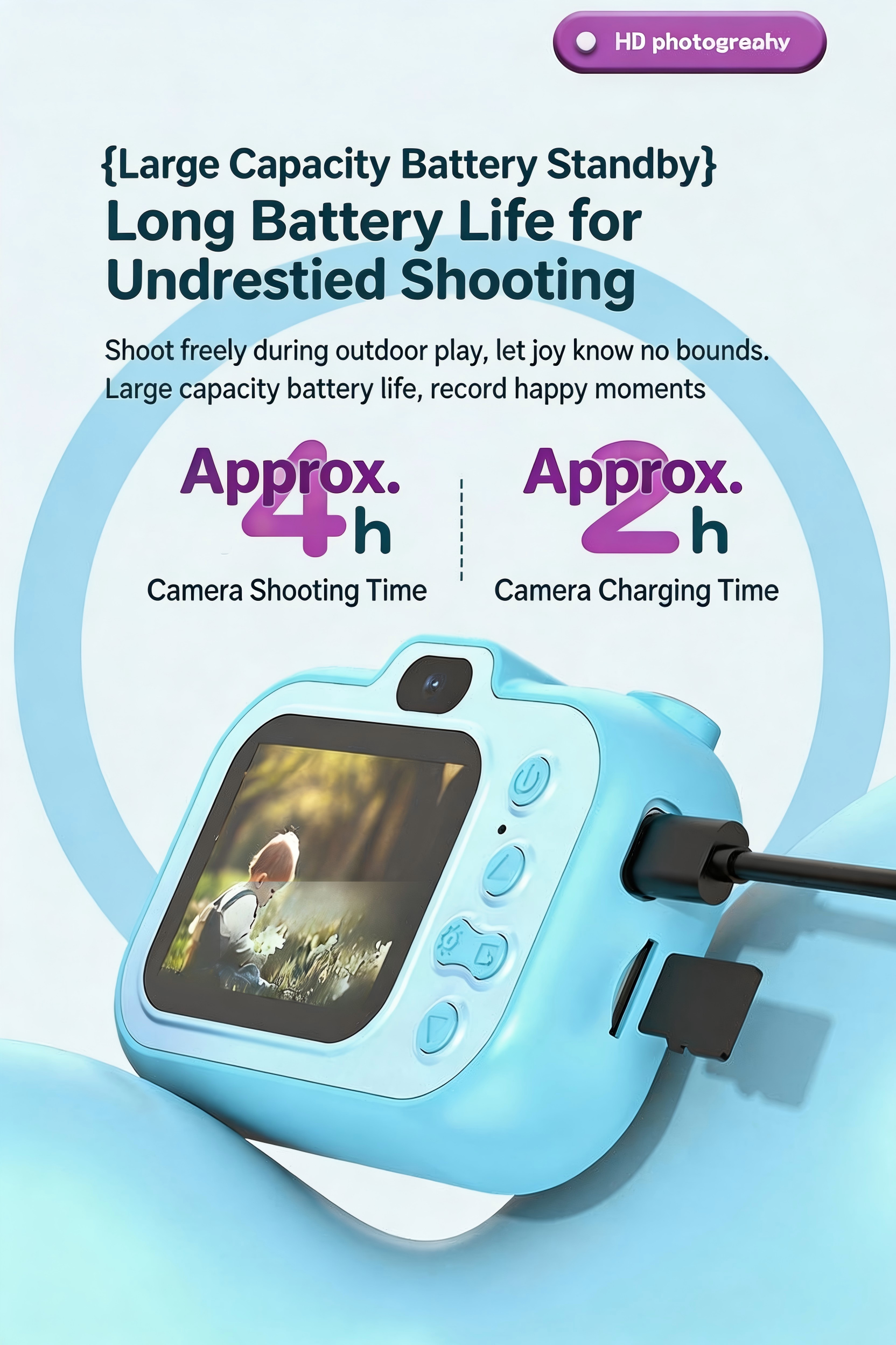 DLC Cartoon Digital Camera Unicorn Dolphin Appearance Easy One Touch Button Timed Selfie Mini Boys Girls MicroSD Filter MP3