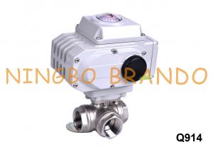 China 1'' Stainless Steel 3 Way Ball Valve With Electric Actuator 24V 220V on sale