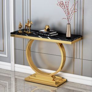 Customized Rectangular Long Marble Top Entryway Table High 78cm