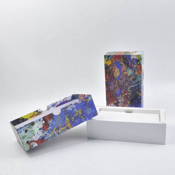 Custom size colorful square box graffiti printing packaging cardboard with lid and bottom box