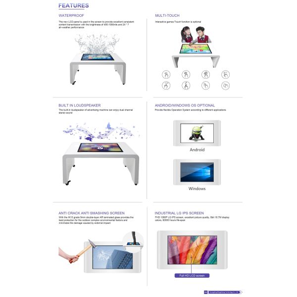 32-Inch All-in-One Android Touch Table Animation Wall Mountable Smart Interactive Restaurant/Cafe/Shopping Mall Education