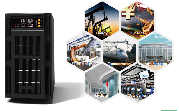 LCD Display High Frequency Online UPS Secure Power 1kVA-10kVA With Output Power Factor1.0