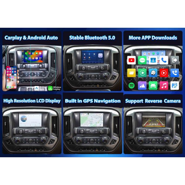 Viknav Upgrade Android Box For Chevrolet Silverado / GMC SIERRA 2014-2018 Wireless Carplay Touch Screen GPS Navigation Multimedia player Auto Stereo