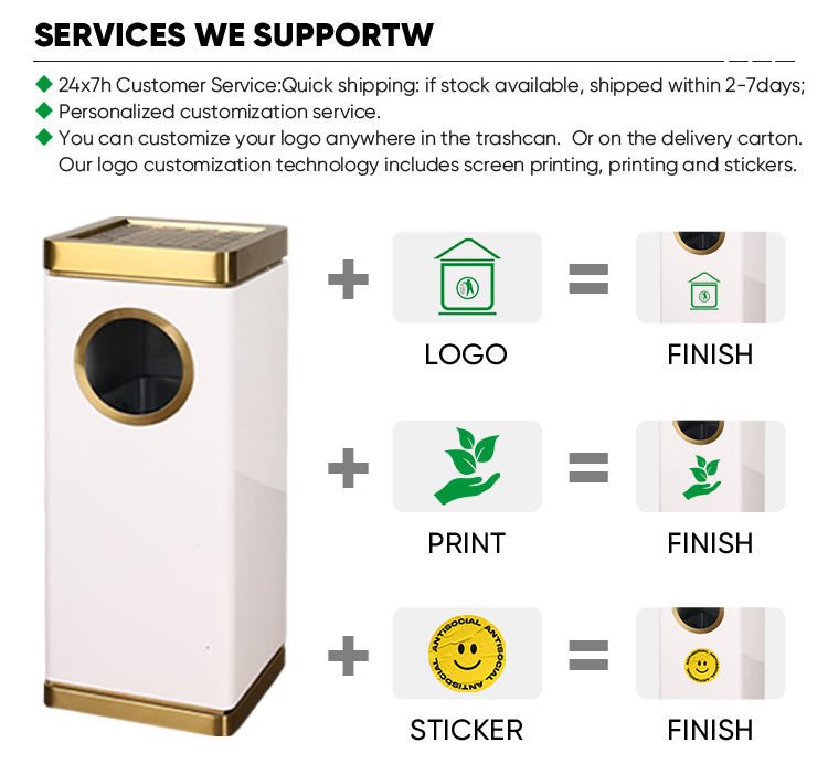Stainless Steel Public Trash Cans with Large Capacity Rectangular Outdoor Recycling Bins for Hotel Areas