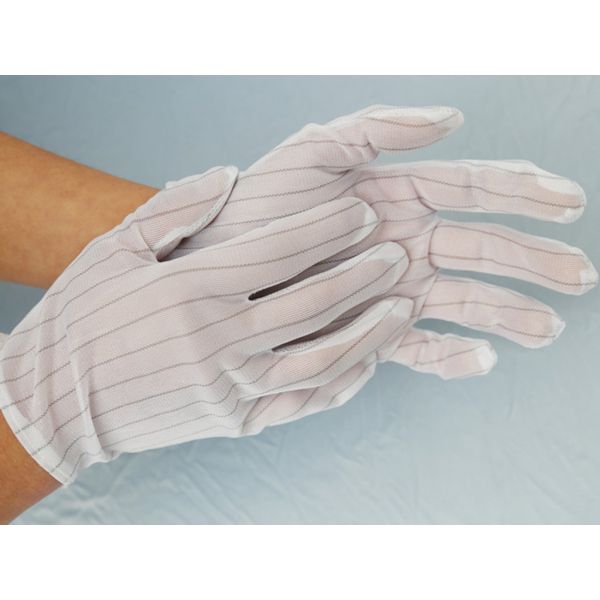 100% Polyester Cleanroom ESD Cloth Gloves Double Side Stripe