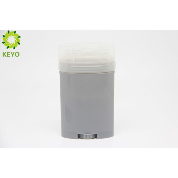 Grey Deodorant Stick Containers , 65g Oval PP Plastic Sun Block Bottles