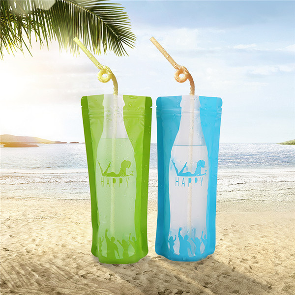 Take away customized drinking bag clear plastic zipper pouch