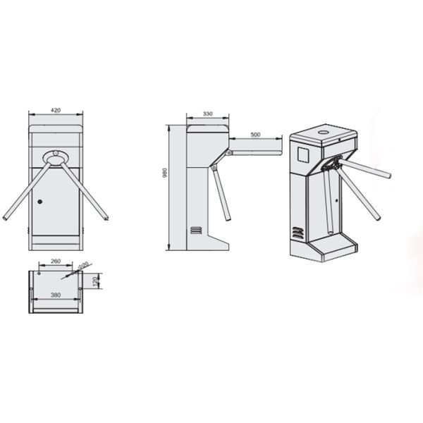 ID Card LED Double Direction Prompt Vertical Tripod Turnstile Gate for Supermarket