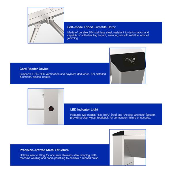 50Hz-60Hz Vertical Tripod Turnstile Gate