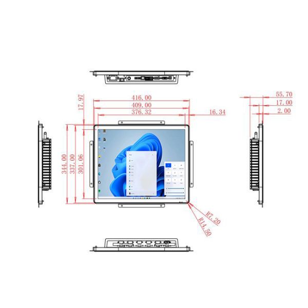 19-Inch Windows Touch Screen for Transportation Hubs and Access Control Panels