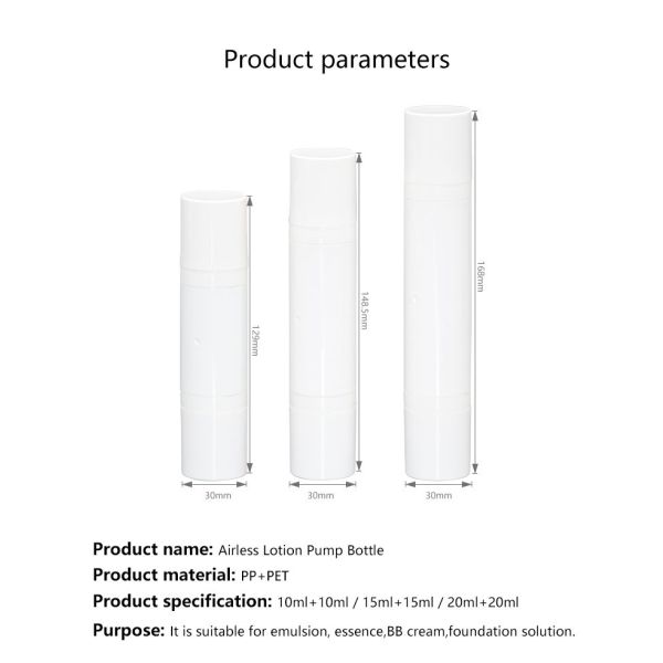 Customization Double Ended Plastic PP Airless Pump Bottles 20ml 30ml 40ml