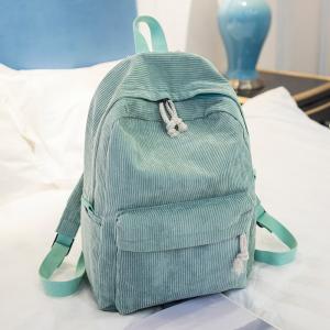 Light Aesthetic Backpacks For School Corduroy Striped Ergonomic Design