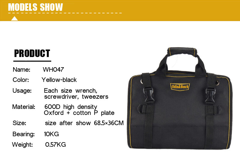 Customized Organizer Zipper Pocket Spanner Car Detailing Storage Rolling Electrician Tool Bag