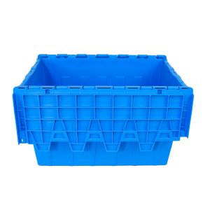Turnover Stackable Plastic Crate with Lid Attached Tote Container