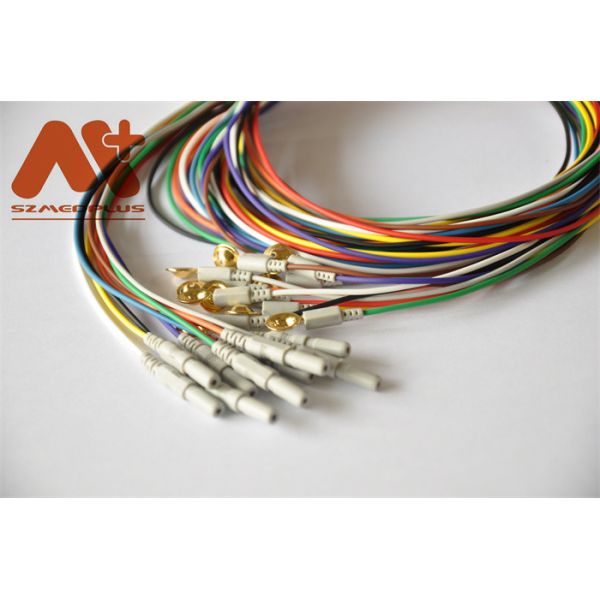 Gold Plated EEG Cable Eeg Cup Electrode Colorful DIN1.5 Socket